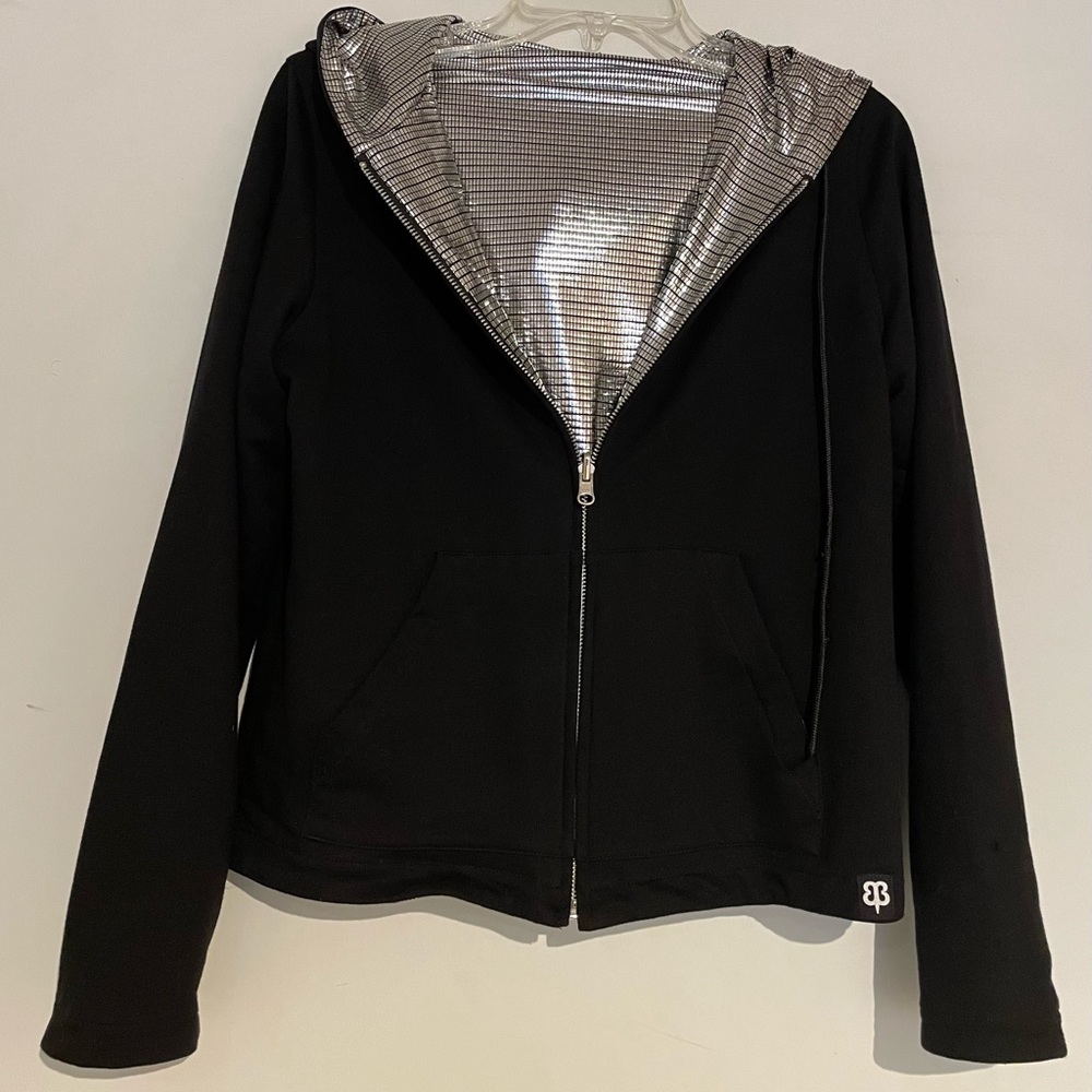 Fun black/metallic silver BetaBrand hoodie women M good condition